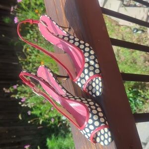 Kate Spade black & white polka dot slingback size 8